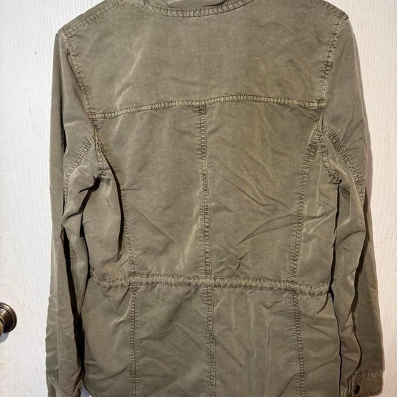 Hinge Olive Green Utility Jacket Womens Size L Drawstring Waist Military Field - Picture 5 of 6